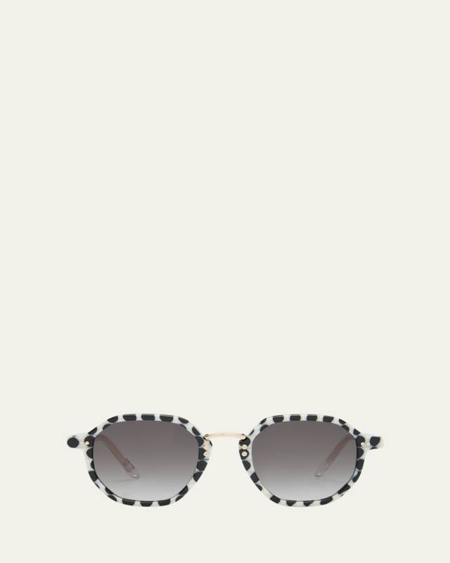 Dakota Domino Titanium & Acetate Round Sunglasses